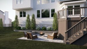Backyard patio with fire pit