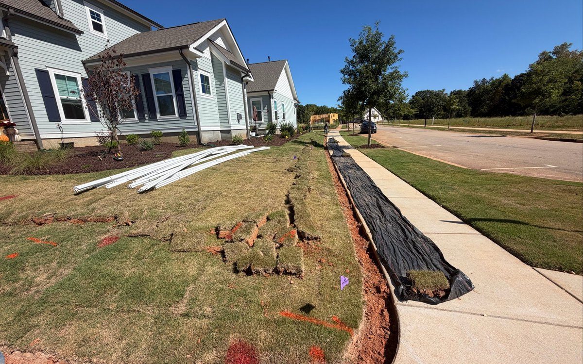 Irrigation installation trench and pipe