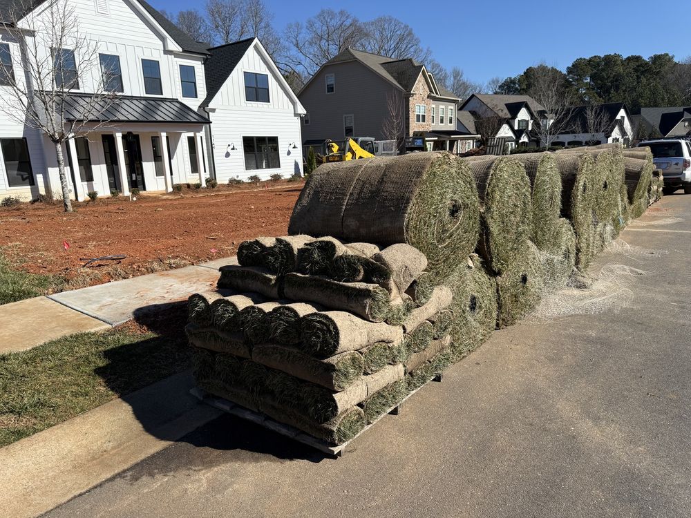 Pallets of sod ready for sod installation