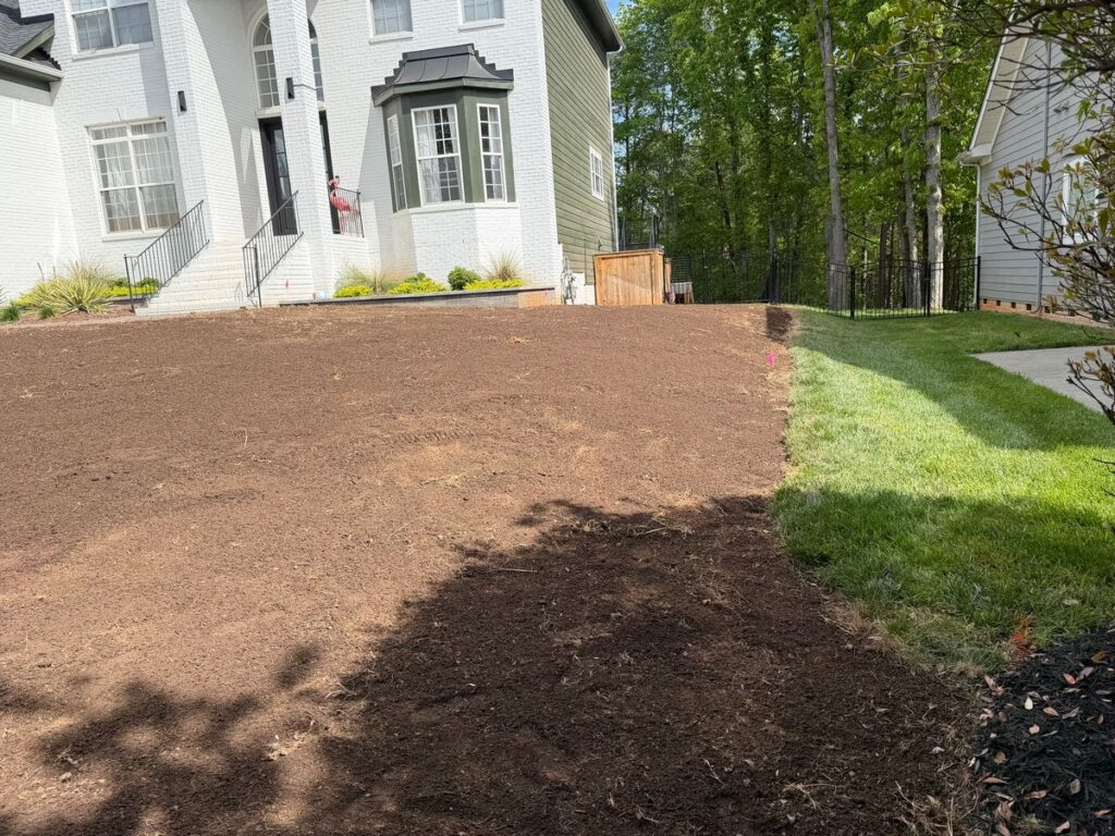 Graded soil prepped and ready for Zeon Zoysia sod installation